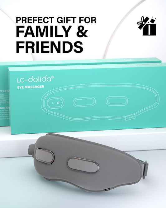 Eye Massager with Heat Eligible Migraine Relief Heated Eye Mask Vibration Migraines Device Compression Music Massager Reduce Dry Eye Improve Sleep Gifts for Women Men (Grey)